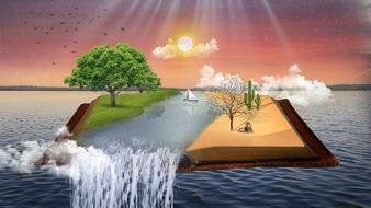 Nature Sea tree san drawing