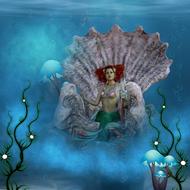 Mermaid Trident Sea banner drawing