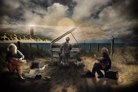fantastic image of musicians on the North Sea
