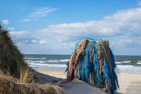 fishing nets on the dunes on the north sea coast