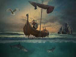 Waters Ocean boat drawing
