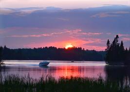 fabulous Sunset Boat Nature