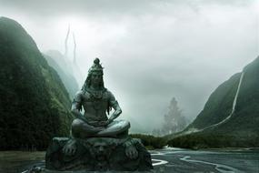 statue among the river in asia