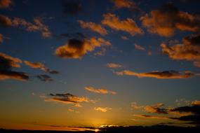 sunset in the clouds at dusk close up