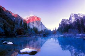 Yosemite National Park California in the blue twilight