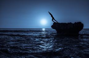 Night Moon on Sky over sea