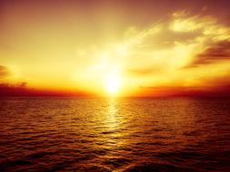 Sunset Water Sea red yellow