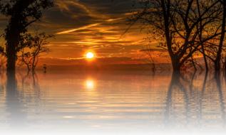 Sunset over lake