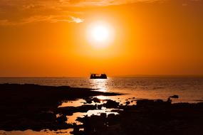 Sunset Rocky Coast Sun orange