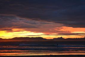 Beautiful Byron Bay in Australia, at beautiful and colorful sunset, among the clouds
