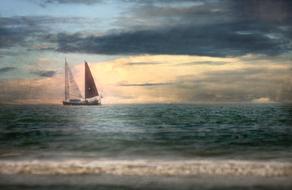 Sea Boat Sunset drawing