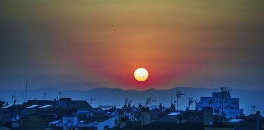 sunset over the city of Manresa, Spain