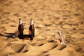 Beach Beer Bottles sand