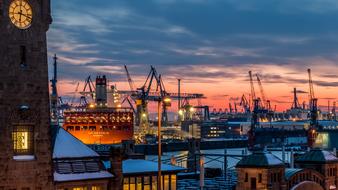 ships in the port in hamburg