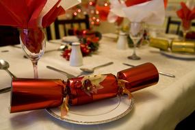 Christmas Table with red decorative elements