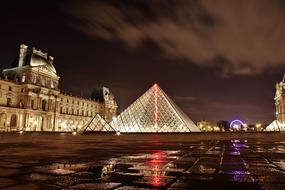 Louvre Paris night lights