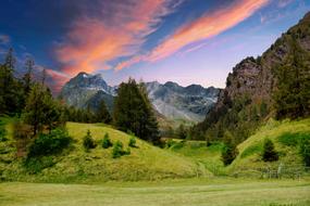 Sunset blue pink Mountains