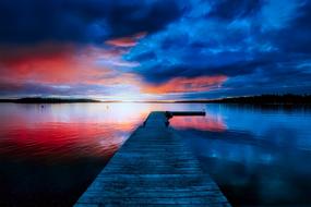 landscape pier at sunset in Sweden
