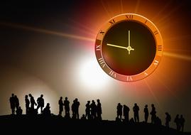 group clock time silhouette