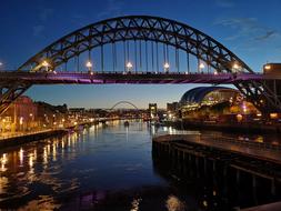 Tyne Bridge and lights at night