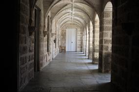 arched corridor in an old building