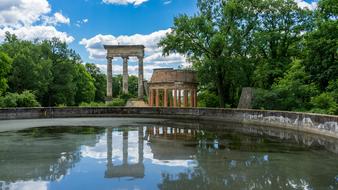 Beautiful landscape of the Ruinenberg with green plants, in Potsdam, Germany