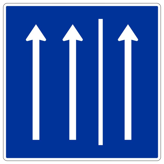 blue sign with white arrows