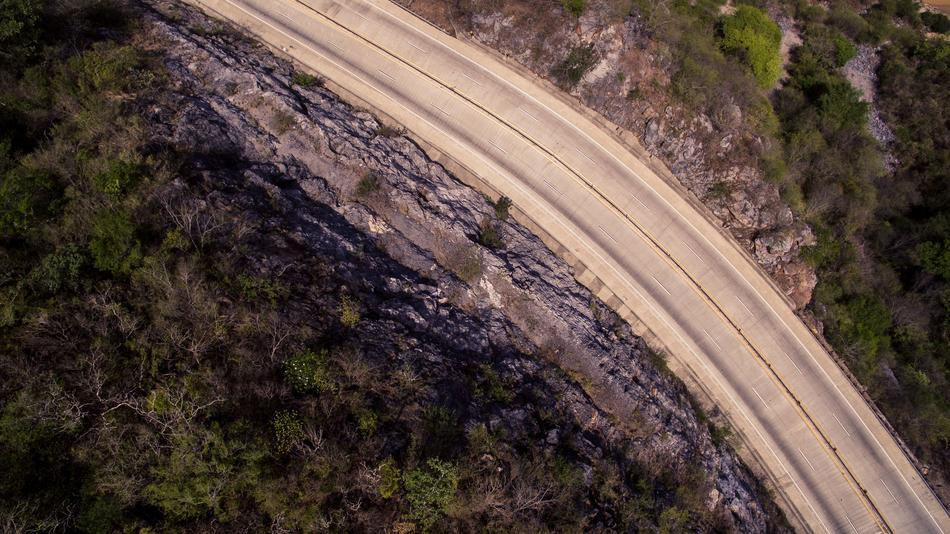 top view of the roadway