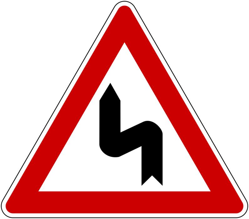 red sign with a black line
