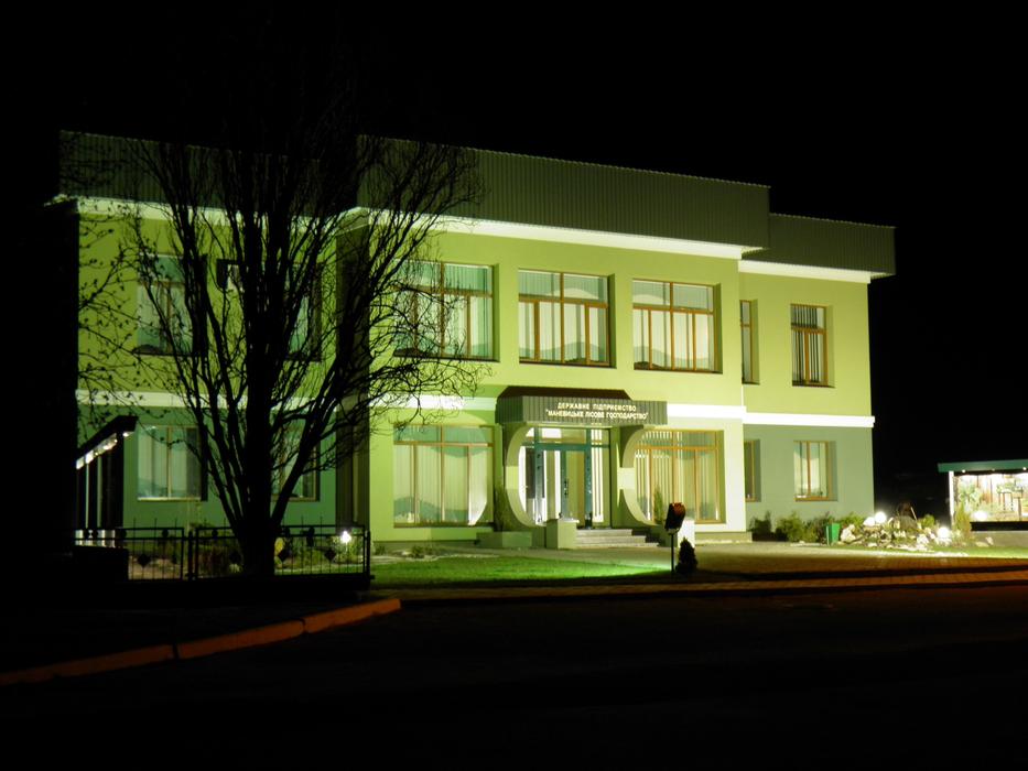 green illuminated building at Night