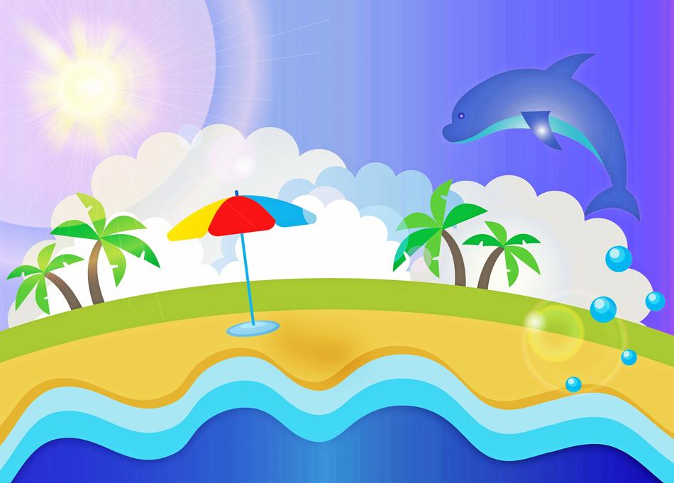 dolphin on the beach as a colorful illustration