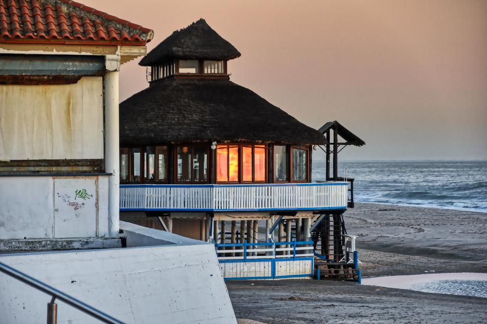 beach house in the evening
