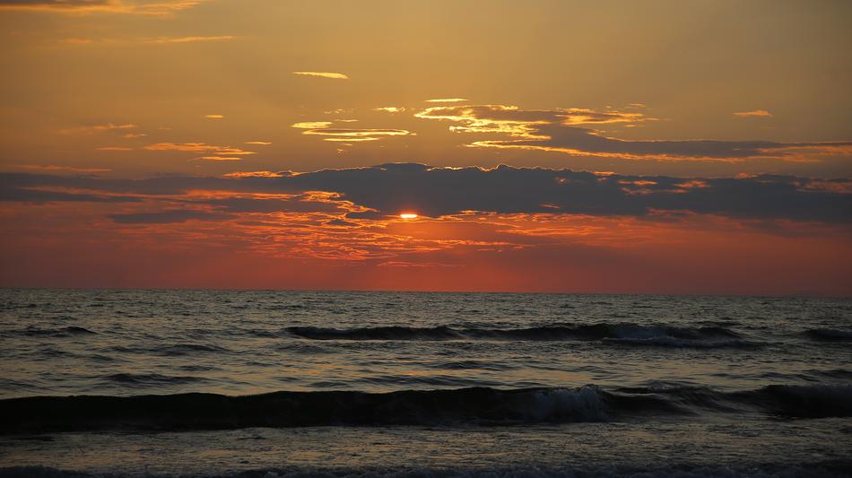 bronze sunset over the sea