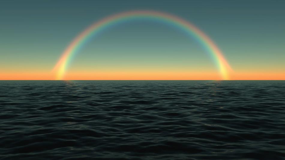 rainbow over the sea horizon