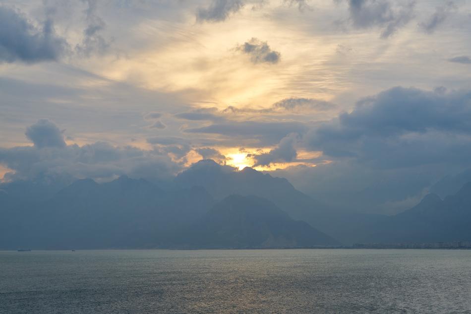 clouds over the ocean at sunset