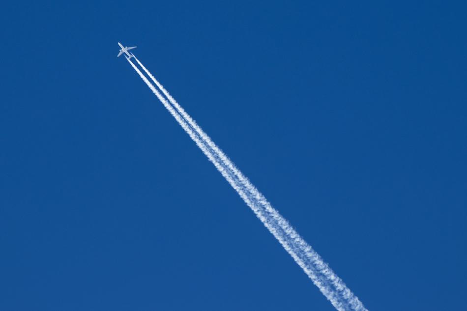 airliner in the blue sky