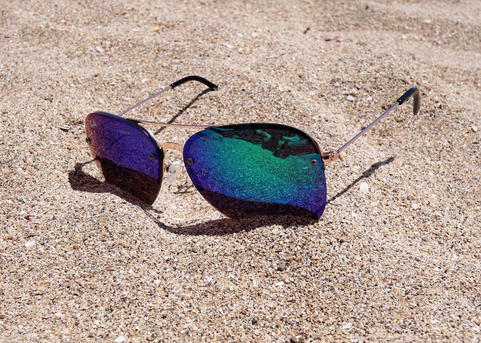 closeup picture of the Sunglasses on a Sand