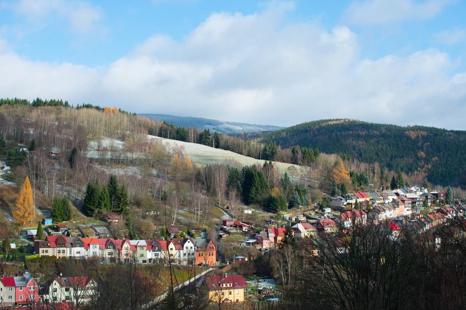 panoramic view of the city in the Czech Republic in spring