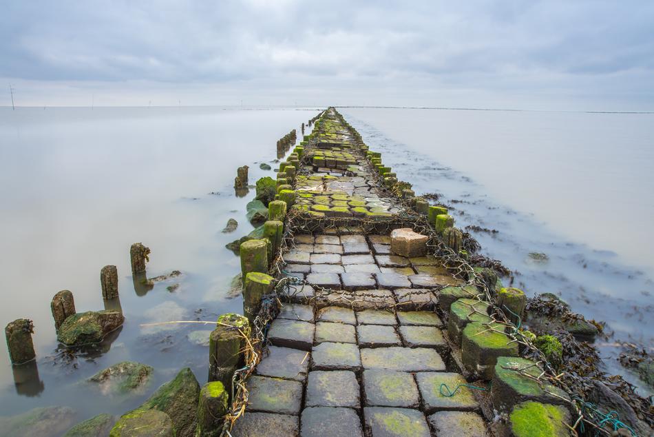 stone pier in the North Sea