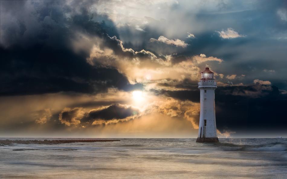 magnificent Lighthouse Glow Evening