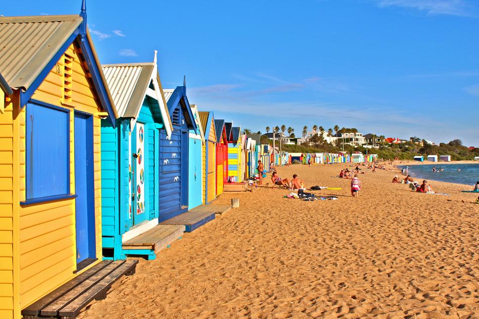 Colorful buildings on the coast in Melbourne, Australia