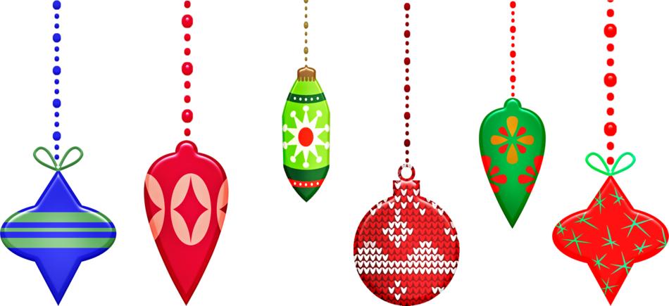 Christmas ornaments on the white background