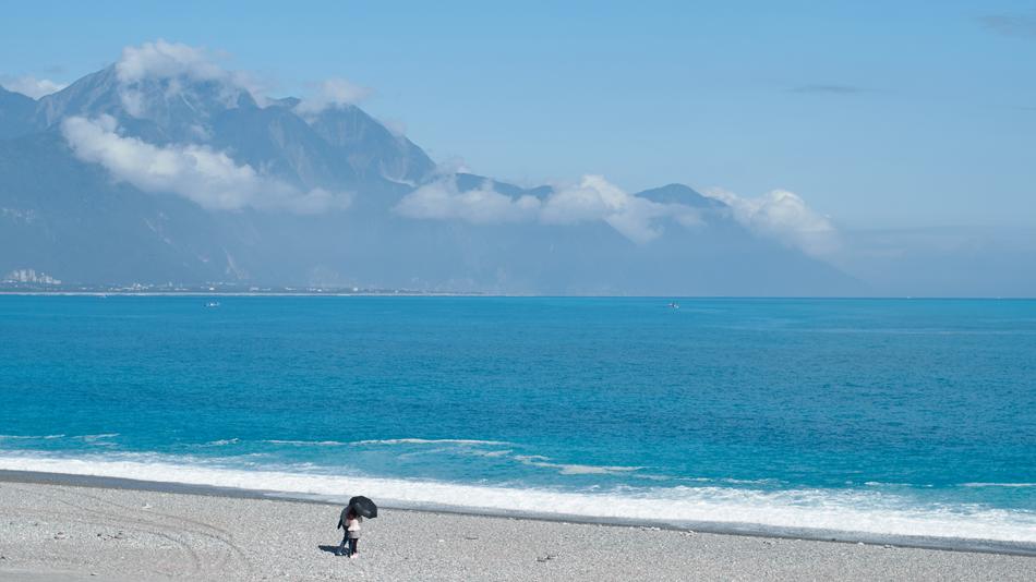 couple on the empty beach