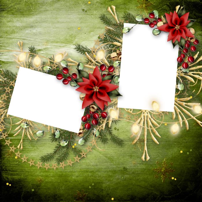 two blank cards on christmas decoration