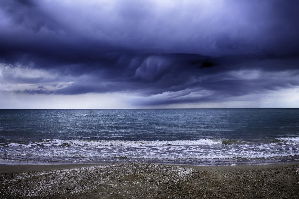 Storm Sea in the blue twilight
