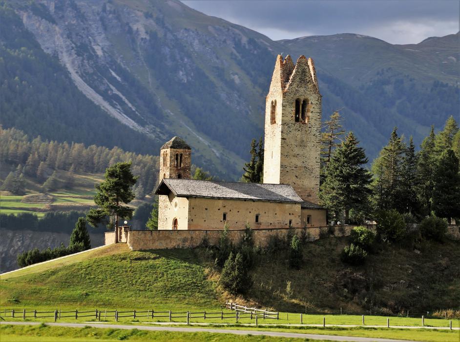 castle in the high mountains on a sunny day