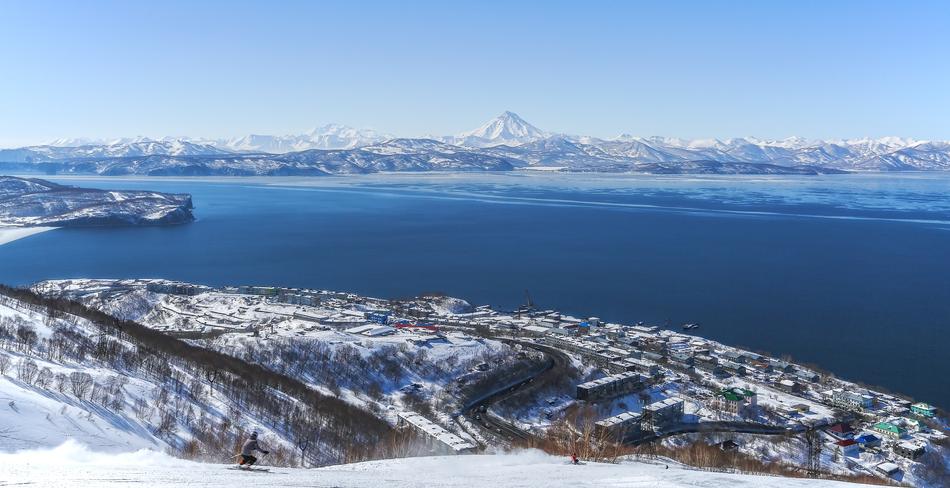 panoramic view of the Kamchatka bay in winter