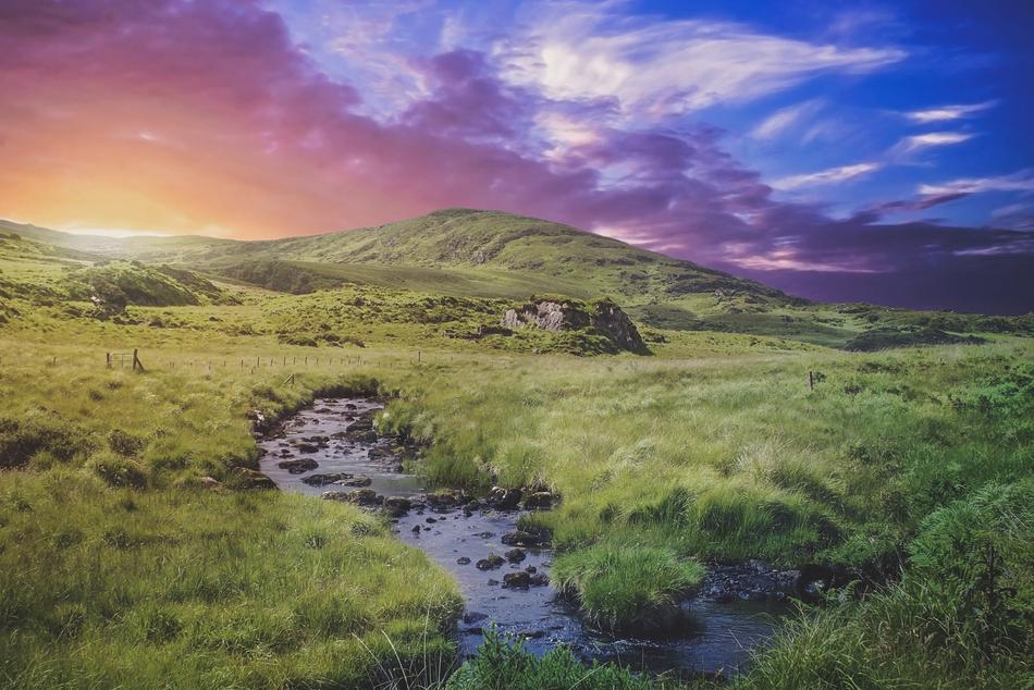 splendid Evening Twilight in Ireland