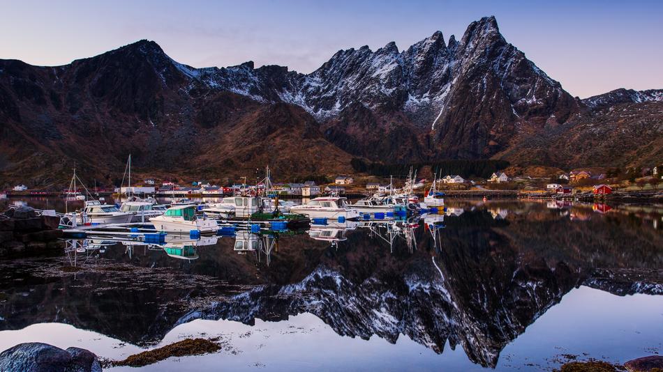 boats in the harbor in Northern Norway