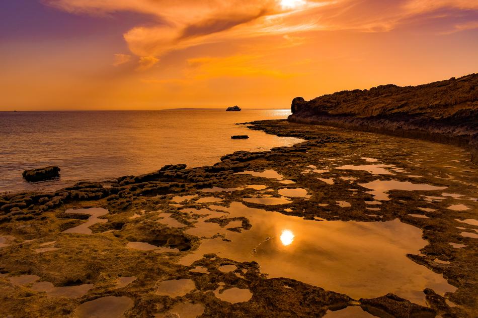 sunset over the beach in Ayia Napa